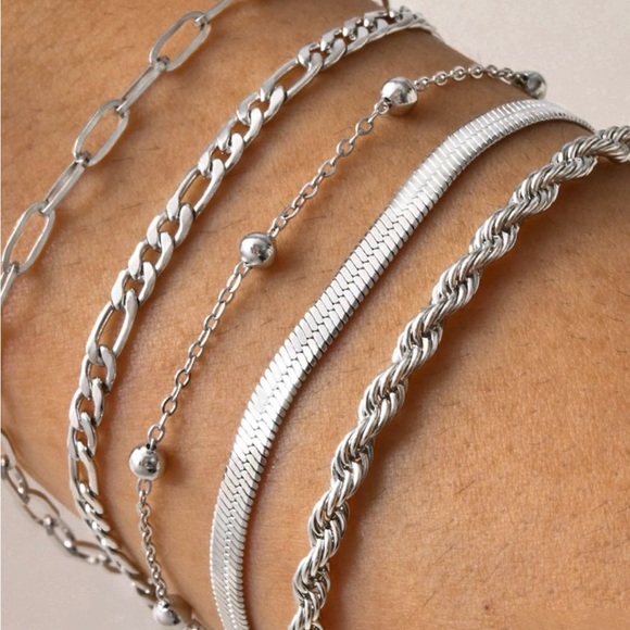 Commense Jewelry - Elegant 5pc Silver Bracelet Set